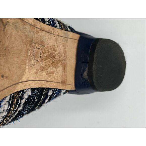 Sam Edelman Ansley Tweed Mules Navy Blue Stripe SlipOn Pointed Toe Shoe Size 9.5 - Picture 6 of 8